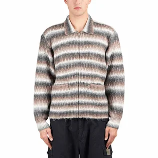 Obey Reggie Zip Up Cardigan Sweater (Braun / Beige)