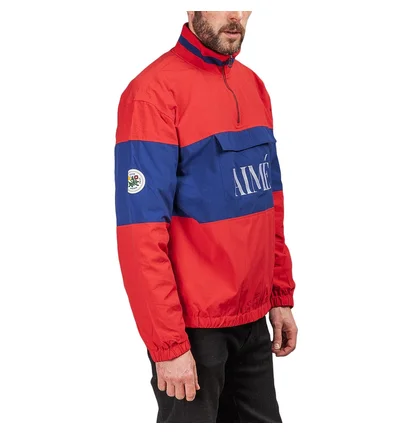 Aimé Leon Dore Nylon Quarter Zip Pullover (Rot / Blau)