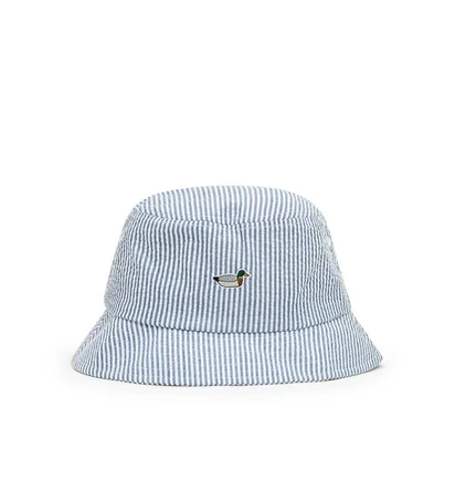 Edmmond Studios Seersucker Bucket Hat (Blau / Weiss)