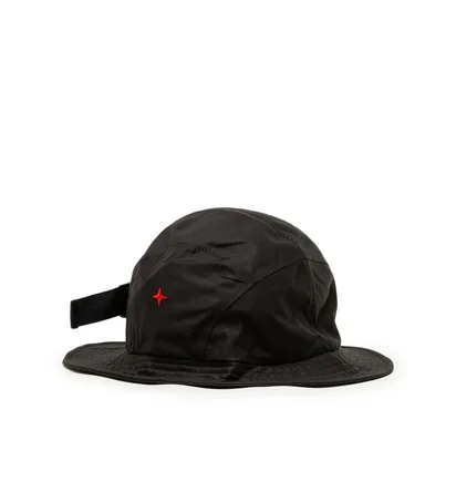 Stone Island Cotton Nylon Marina Bucket Hat (Schwarz)