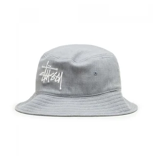 Stüssy Big Logo Twill Bucket Hat (Grau)