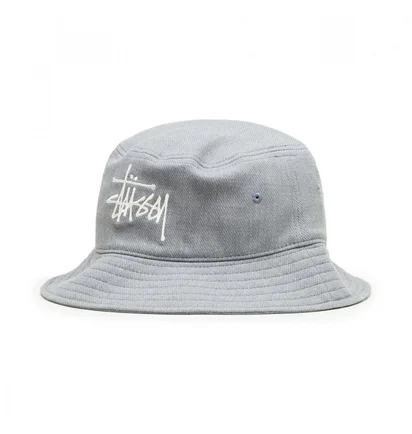 Stüssy Big Logo Twill Bucket Hat (Grau)