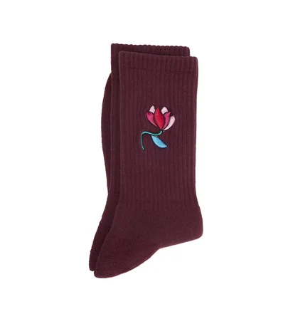 Parra Secret Flower Crew Socks (Dunkelrot)