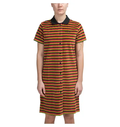 Stüssy WMNS Penny Velour Dress (Rot / Schwarz / Grün)