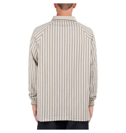 Metalwood Ribbed LS Polo (Beige)