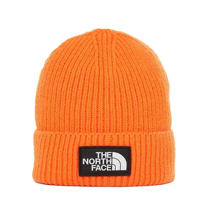 The North Face TNF Logo Box Cuffed Beanie (Orange)