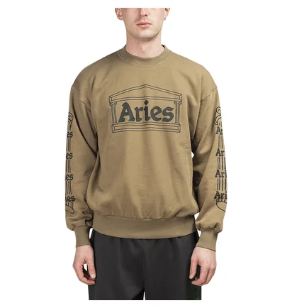 Aries Column Crewneck Sweatshirt (Khaki / Schwarz)
