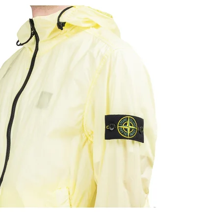 Stone Island Lamy Velour Zip Hooded Shell Jacket (Gelb)