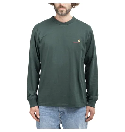 Carhartt WIP L/S American Script T-Shirt (Grün)