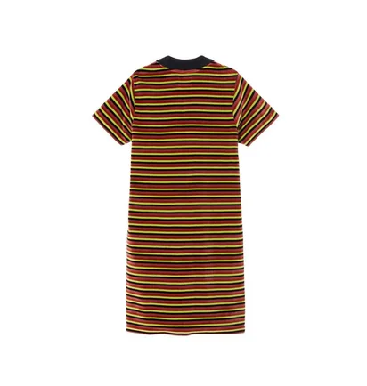Stüssy WMNS Penny Velour Dress (Rot / Schwarz / Grün)