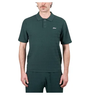 Dime Wave Cable Knit Polo (Dunkelgrün)