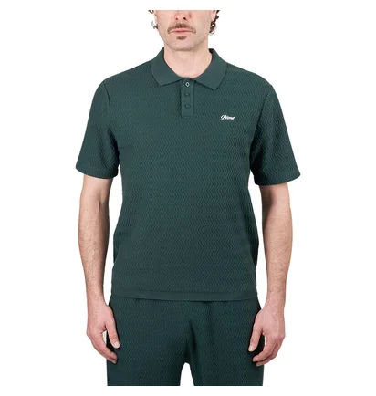 Dime Wave Cable Knit Polo (Dunkelgrün)