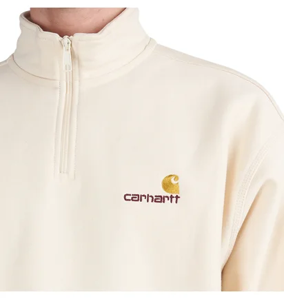 Carhartt WIP Half Zip American Script Sweatshirt (Beige)
