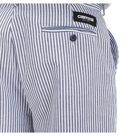 Chrystie NYC Stripe Seersucker Pants (Navy / Weiß)