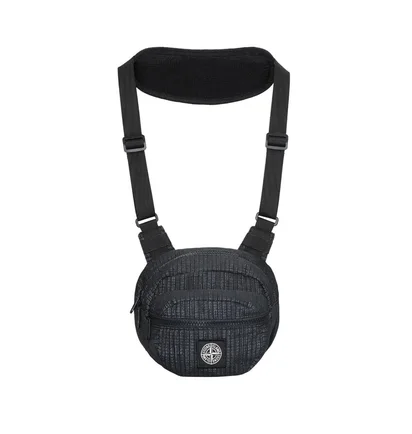 Stone Island Reflective Weave Ripstop Bumbag (Schwarz)