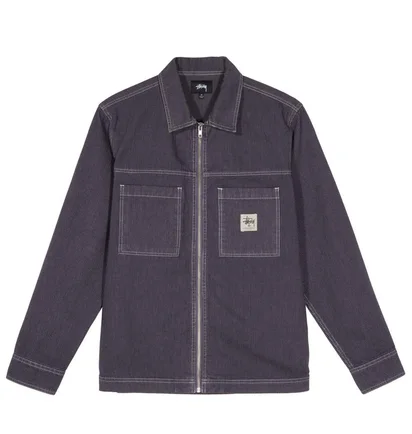 Stüssy Overdyed Hickory LS Zip Shirt (Lila)