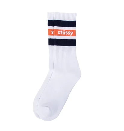 Stüssy SP19 Stripe Crew Socks (Weiß / Navy)