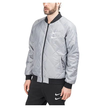 Nike Swoosh Reversible Woven Bomber Jacket (Schwarz)