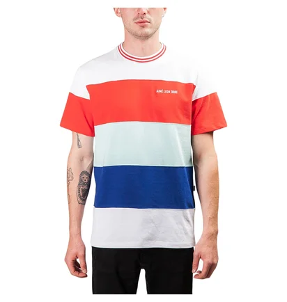Aimé Leon Dore Striped Ribbed Collar Tee (Weiß)