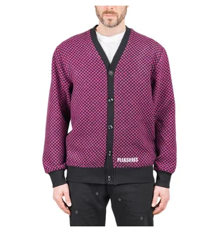 Pleasures Alliance Checkered Cardigan (Lila / Schwarz)