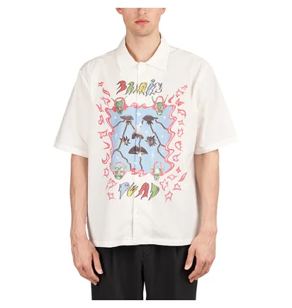 Brain Dead Devil Ears Short Sleeve Button Up Shirt (Multi)