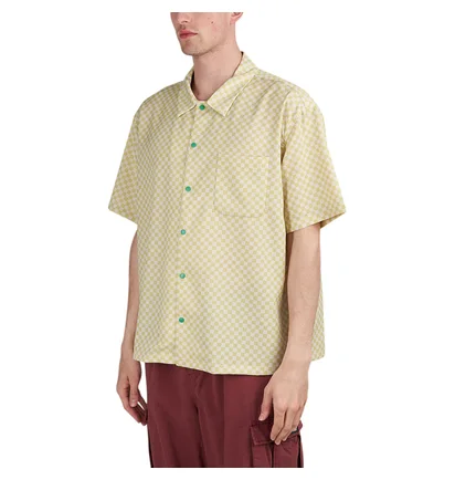 Brain Dead Micro Check Short Sleeve Snap Shirt (Gelb / Weiß / Grün)