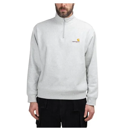 Carhartt WIP Half Zip American Script Sweatshirt (Hellgrau)
