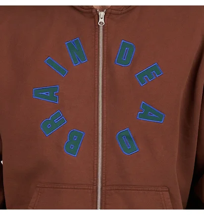 Brain Dead Collegiate Zip Up Hoodie (Braun)