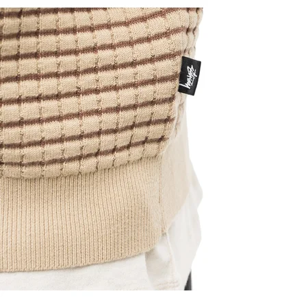 Stüssy Waffle Knit Longsleeve Zip Polo (Khaki)