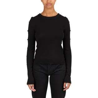 032c Unbutton Longsleeve Knit Top (Schwarz)