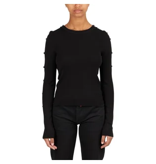 032c Unbutton Longsleeve Knit Top (Schwarz)
