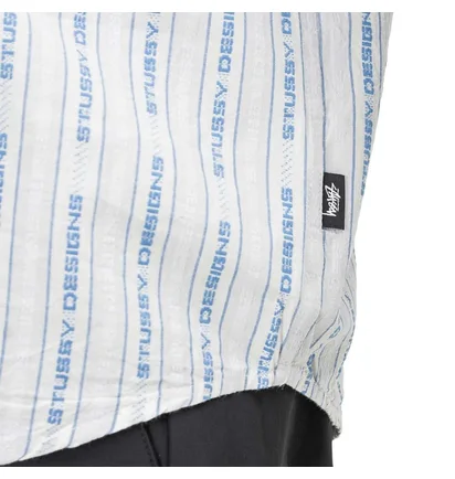 Stüssy Jacquard Logo Stripe Shirt (Weiß)