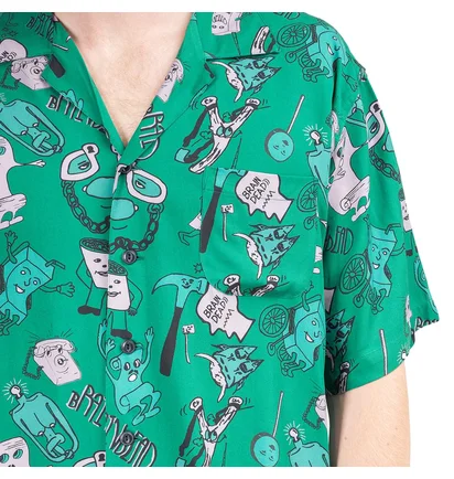 Brain Dead Caricatures Hawaiian Shirt (Grün)