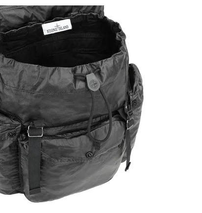 Stone Island Mussola Gommate Canvas Print Backpack (Schwarz)