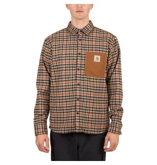 Carhartt WIP L/S Asher Shirt Check Leather (Braun / Orange)