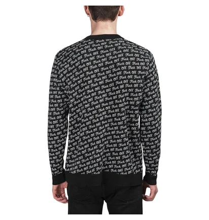 Raised by Wolves Fuck Off Jacquard Sweater (Schwarz)