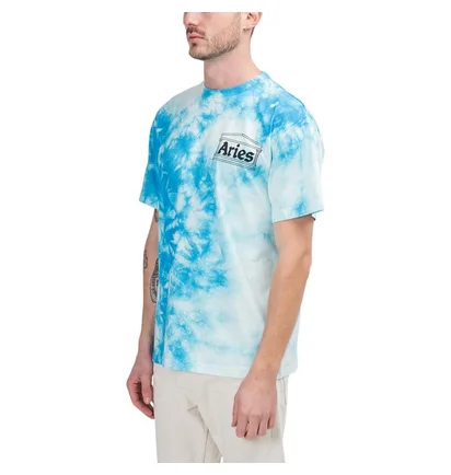 Aries Temple Tie Dye T-Shirt (Blau / Weiß)