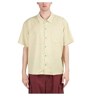 Brain Dead Micro Check Short Sleeve Snap Shirt (Gelb / Weiß / Grün)