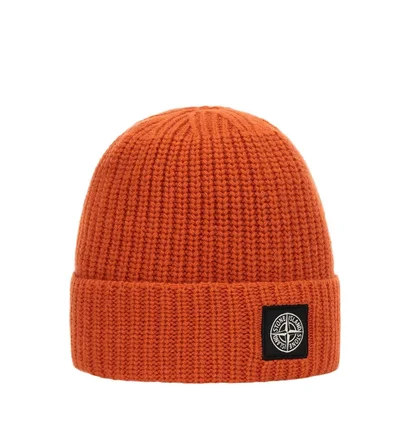 Stone Island Geelong Wool Patch Beanie (Orange)