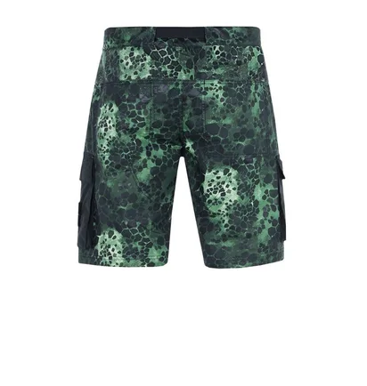 Stone Island Alligator Camo Cotton - Nylon Shorts (Grün)