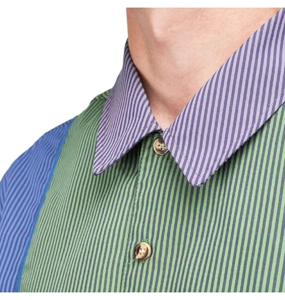 Brain Dead Paneled Stripe Poplin Shirt (Multi)