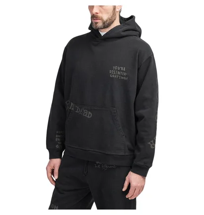 Brain Dead Tonal Type Print Hoodie (Schwarz)