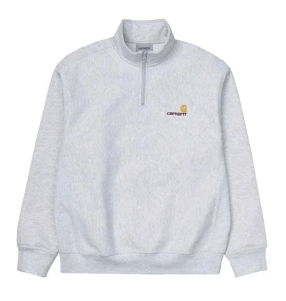 Carhartt WIP Half Zip American Script Sweatshirt (Hellgrau)