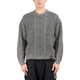 Neighborhood Washed Crewneck Cable Sweater (Schwarz)