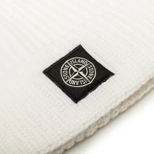 Stone Island Rib Knit Beanie (Weiß)