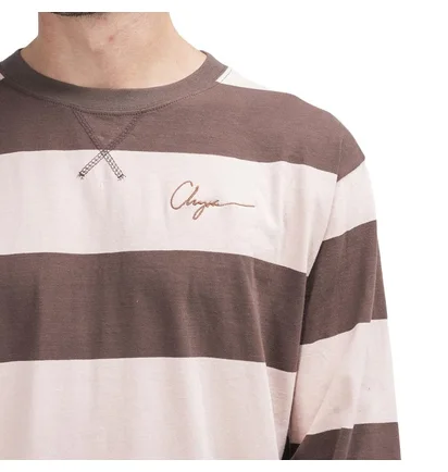 Chrystie NYC Stripe Logo Longsleeve (Rosa / Braun)