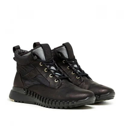 Stone Island Garment Dyed Leather Exostrike Boot (Schwarz)