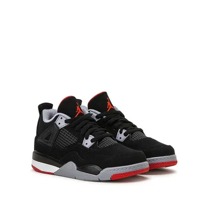 Air Jordan 4 Retro (PS) 'Black Cement' (Schwarz / Rot)