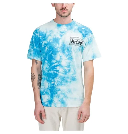 Aries Temple Tie Dye T-Shirt (Blau / Weiß)