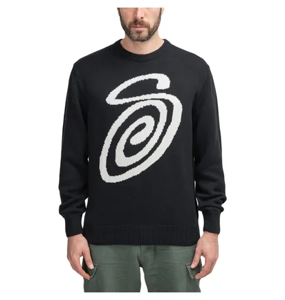 Stüssy Curly S Sweater (Schwarz / Weiß)